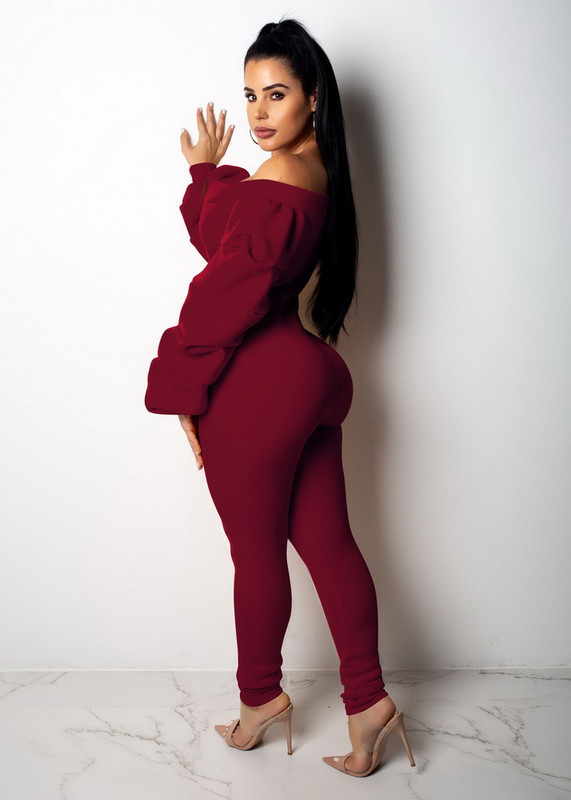 Seksualios moteriškos raižytos kaklo ilgomis rankovėmis Bodycon laisvalaikio kombinezonas Elegantiškas ilgas žiemos žaidimų kostiumas