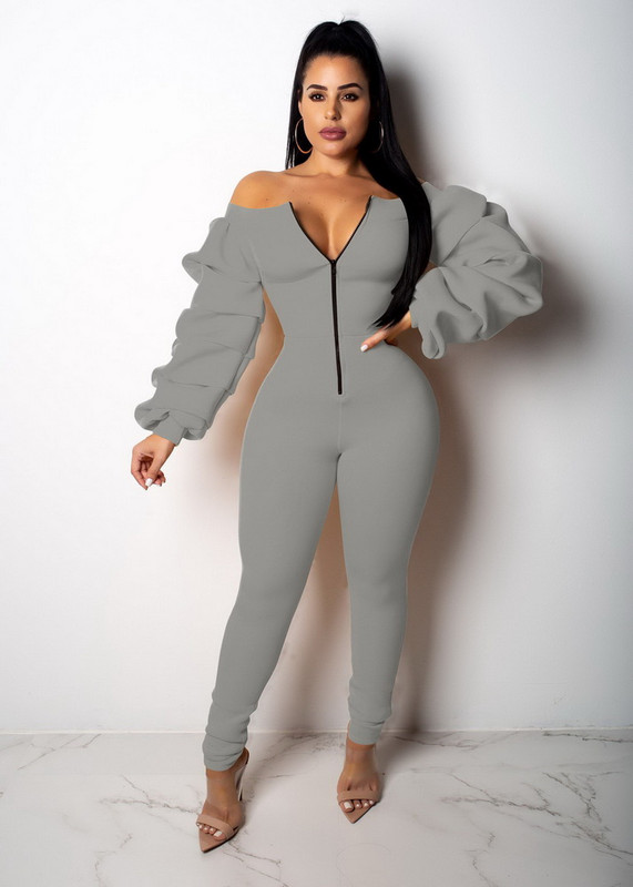 Seksualios moteriškos raižytos kaklo ilgomis rankovėmis Bodycon laisvalaikio kombinezonas Elegantiškas ilgas žiemos žaidimų kostiumas