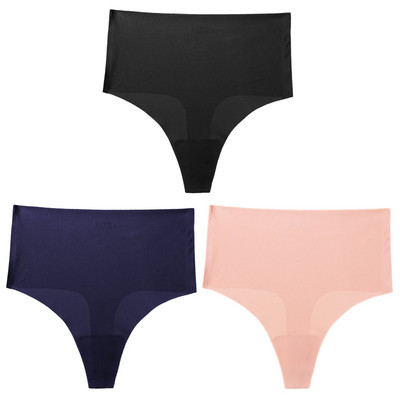 Giczi 3PCS ženski set gaćica Bešavne tange visokog struka Žensko seksi donje rublje Svileno satensko donje rublje Vruća rasprodaja G-žice veće veličine