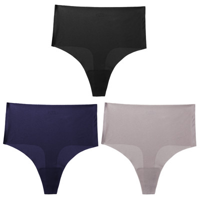 Giczi 3PCS ženski set gaćica Bešavne tange visokog struka Žensko seksi donje rublje Svileno satensko donje rublje Vruća rasprodaja G-žice veće veličine