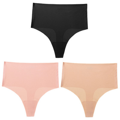 Giczi 3PCS ženski set gaćica Bešavne tange visokog struka Žensko seksi donje rublje Svileno satensko donje rublje Vruća rasprodaja G-žice veće veličine