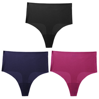 Giczi 3PCS ženski set gaćica Bešavne tange visokog struka Žensko seksi donje rublje Svileno satensko donje rublje Vruća rasprodaja G-žice veće veličine