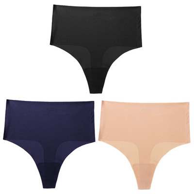 Giczi 3PCS ženski set gaćica Bešavne tange visokog struka Žensko seksi donje rublje Svileno satensko donje rublje Vruća rasprodaja G-žice veće veličine