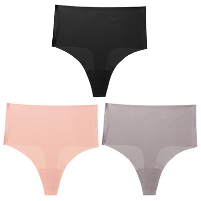Giczi 3PCS ženski set gaćica Bešavne tange visokog struka Žensko seksi donje rublje Svileno satensko donje rublje Vruća rasprodaja G-žice veće veličine