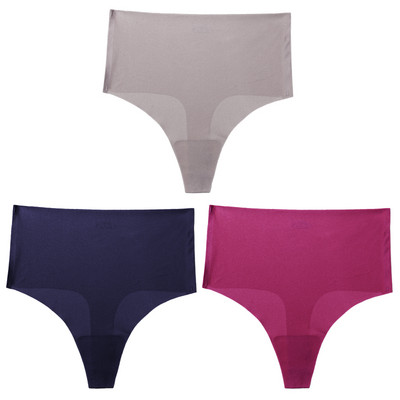 Giczi 3PCS ženski set gaćica Bešavne tange visokog struka Žensko seksi donje rublje Svileno satensko donje rublje Vruća rasprodaja G-žice veće veličine