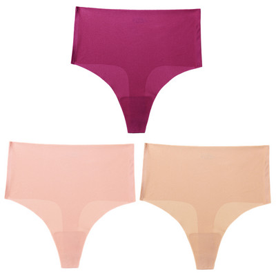 Giczi 3PCS ženski set gaćica Bešavne tange visokog struka Žensko seksi donje rublje Svileno satensko donje rublje Vruća rasprodaja G-žice veće veličine