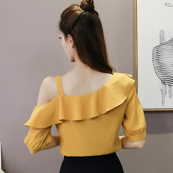 One Shoulder Top Lady Ruffles Γυναικεία μπλούζα 2017 Μόδα καλοκαιρινά πουκάμισα Casual Chiffon Blusas Mujer Μπλούζες Volantes