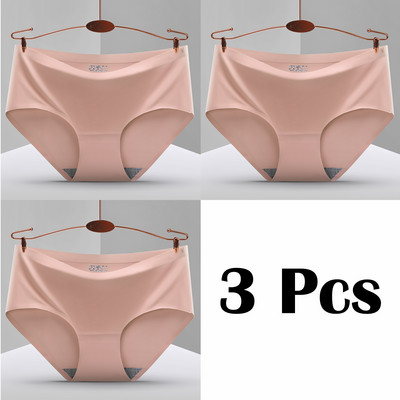 3 vnt. Nauji besiūliai ledo šilko kelnaitės apatiniai moteriški vienspalviai intymios kelnaitės Itin plonas, kvėpuojantis apatinis trikotažas moterims