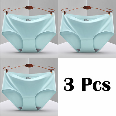 3 vnt. Nauji besiūliai ledo šilko kelnaitės apatiniai moteriški vienspalviai intymios kelnaitės Itin plonas, kvėpuojantis apatinis trikotažas moterims