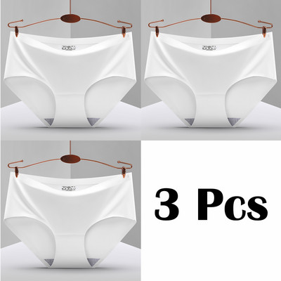 3 vnt. Nauji besiūliai ledo šilko kelnaitės apatiniai moteriški vienspalviai intymios kelnaitės Itin plonas, kvėpuojantis apatinis trikotažas moterims