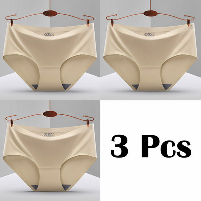 3 vnt. Nauji besiūliai ledo šilko kelnaitės apatiniai moteriški vienspalviai intymios kelnaitės Itin plonas, kvėpuojantis apatinis trikotažas moterims