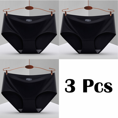3 vnt. Nauji besiūliai ledo šilko kelnaitės apatiniai moteriški vienspalviai intymios kelnaitės Itin plonas, kvėpuojantis apatinis trikotažas moterims