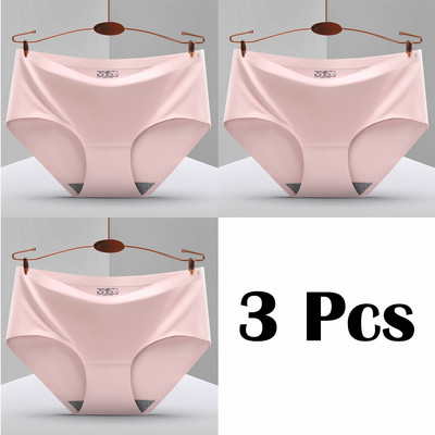 3 vnt. Nauji besiūliai ledo šilko kelnaitės apatiniai moteriški vienspalviai intymios kelnaitės Itin plonas, kvėpuojantis apatinis trikotažas moterims