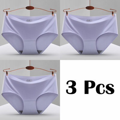 3 vnt. Nauji besiūliai ledo šilko kelnaitės apatiniai moteriški vienspalviai intymios kelnaitės Itin plonas, kvėpuojantis apatinis trikotažas moterims