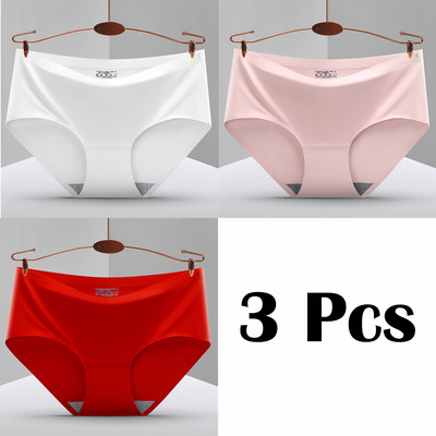3 vnt. Nauji besiūliai ledo šilko kelnaitės apatiniai moteriški vienspalviai intymios kelnaitės Itin plonas, kvėpuojantis apatinis trikotažas moterims