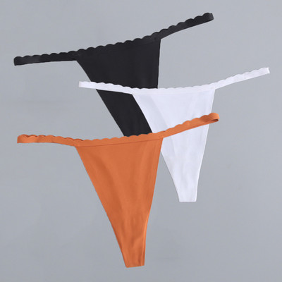 3 bucăți/lot G-String din mătase de gheață, fără sudură, chiloți super subțiri cu talie joasă, sexy pentru damă, tanga fără cusături