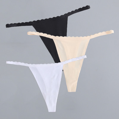 3 bucăți/lot G-String din mătase de gheață, fără sudură, chiloți super subțiri cu talie joasă, sexy pentru damă, tanga fără cusături