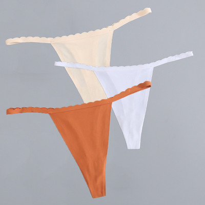 3 bucăți/lot G-String din mătase de gheață, fără sudură, chiloți super subțiri cu talie joasă, sexy pentru damă, tanga fără cusături