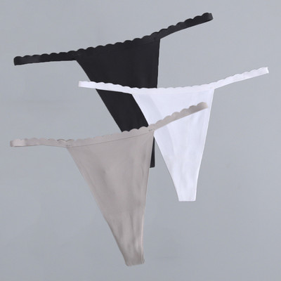 3 bucăți/lot G-String din mătase de gheață, fără sudură, chiloți super subțiri cu talie joasă, sexy pentru damă, tanga fără cusături