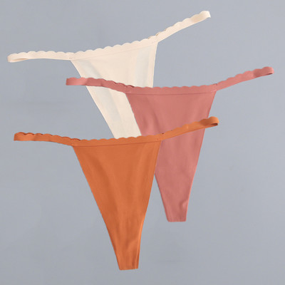 3 bucăți/lot G-String din mătase de gheață, fără sudură, chiloți super subțiri cu talie joasă, sexy pentru damă, tanga fără cusături