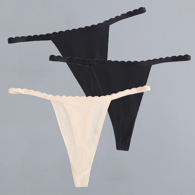 3 bucăți/lot G-String din mătase de gheață, fără sudură, chiloți super subțiri cu talie joasă, sexy pentru damă, tanga fără cusături