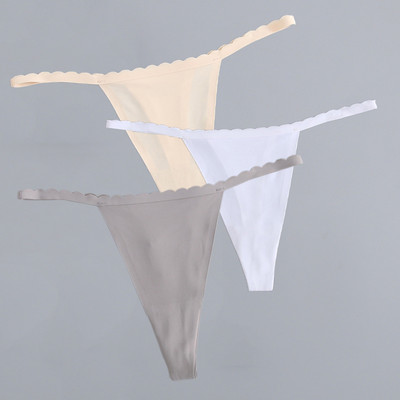 3 bucăți/lot G-String din mătase de gheață, fără sudură, chiloți super subțiri cu talie joasă, sexy pentru damă, tanga fără cusături