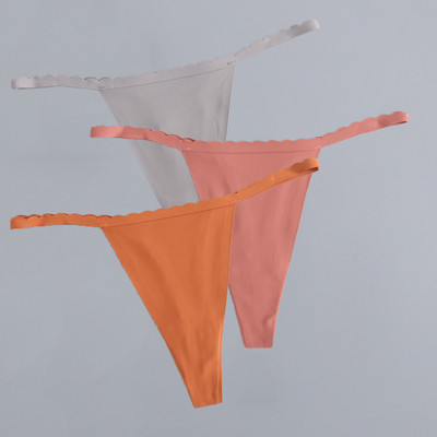 3 bucăți/lot G-String din mătase de gheață, fără sudură, chiloți super subțiri cu talie joasă, sexy pentru damă, tanga fără cusături