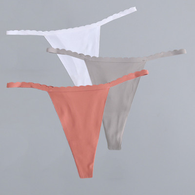 3 bucăți/lot G-String din mătase de gheață, fără sudură, chiloți super subțiri cu talie joasă, sexy pentru damă, tanga fără cusături