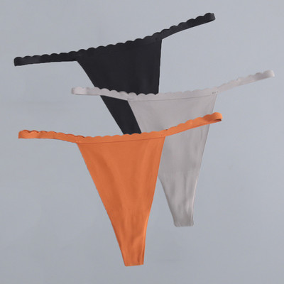 3 bucăți/lot G-String din mătase de gheață, fără sudură, chiloți super subțiri cu talie joasă, sexy pentru damă, tanga fără cusături