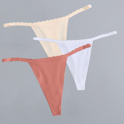3 bucăți/lot G-String din mătase de gheață, fără sudură, chiloți super subțiri cu talie joasă, sexy pentru damă, tanga fără cusături