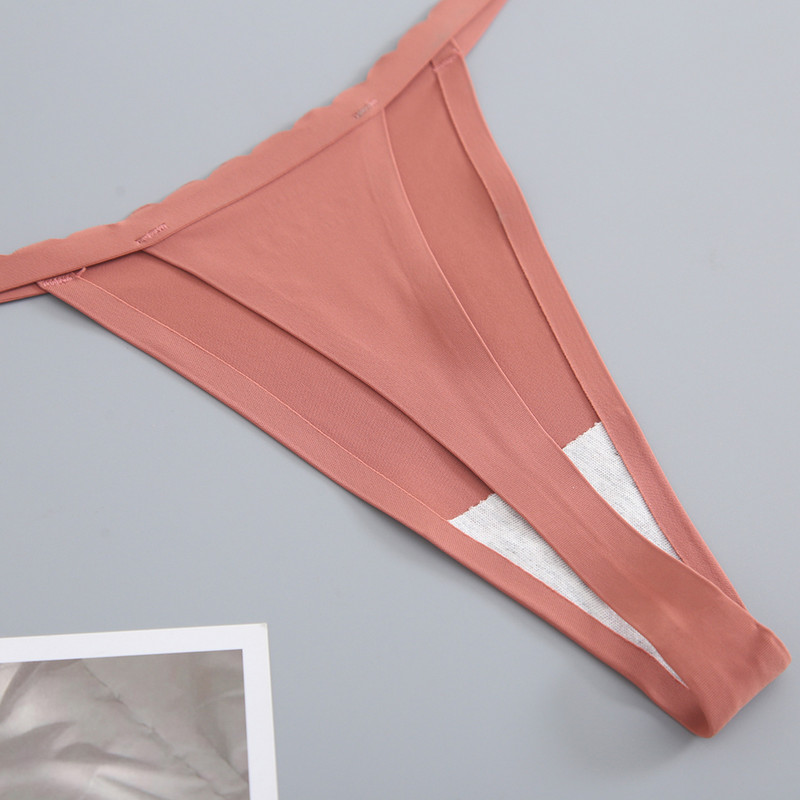 3 bucăți/lot G-String din mătase de gheață, fără sudură, chiloți super subțiri cu talie joasă, sexy pentru damă, tanga fără cusături