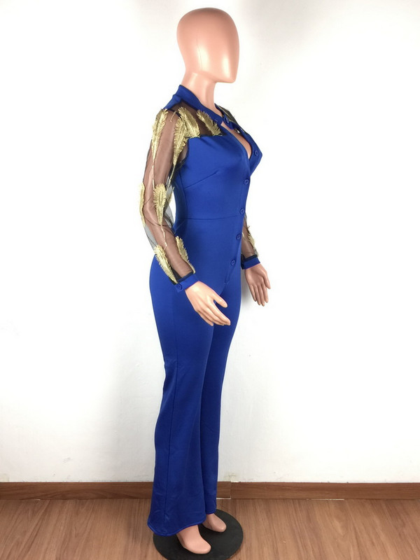 OKAYOASIS Seksi ženski kombinezon za zabave s dugim rukavima i dugim rukavima Ženski mrežasti kombinezon sa širokim nogavicama