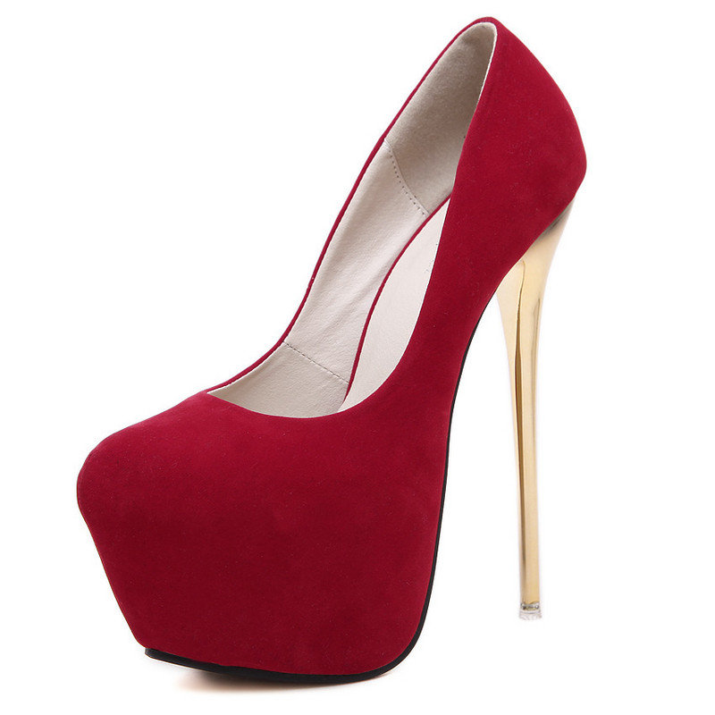 Liels izmērs 41 42 43 44 45 Sexy Pumps Kāzu Sieviešu Fetiš Kurpes Īsas Sieviešu Pumpas Augstpapēžu Kurpes Stripper Flock Pumpas 16 cm Rudens