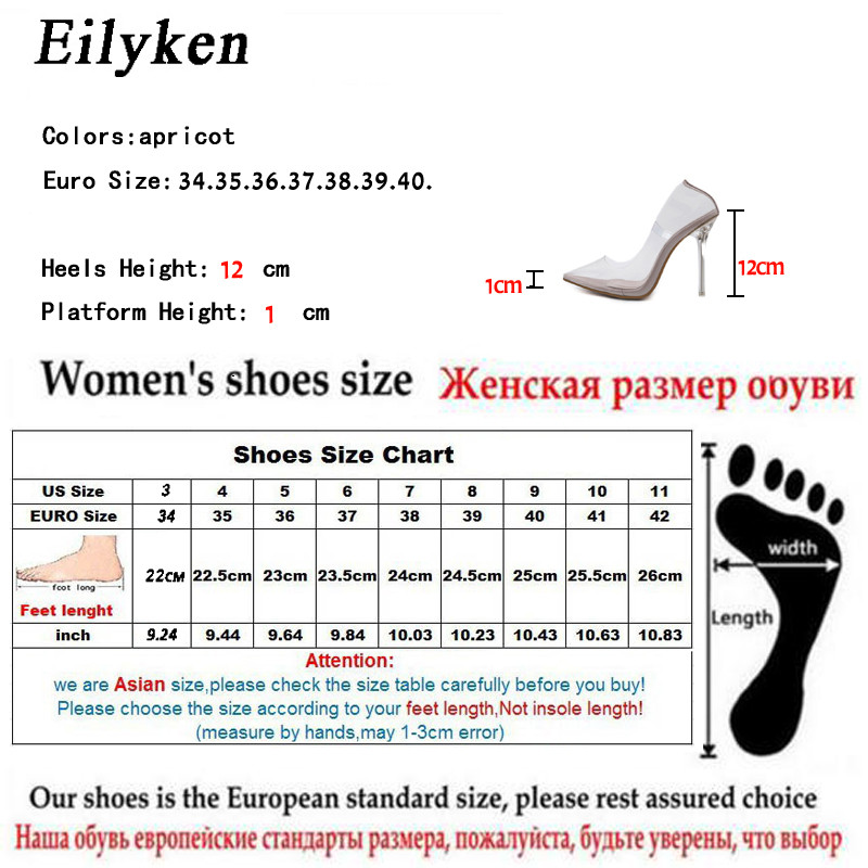 Eilyken prozirne PVC cipele na cipele Sandale od perspeksa Štitle visoke pete Ženski noćni klub Zapatillas De Mujer