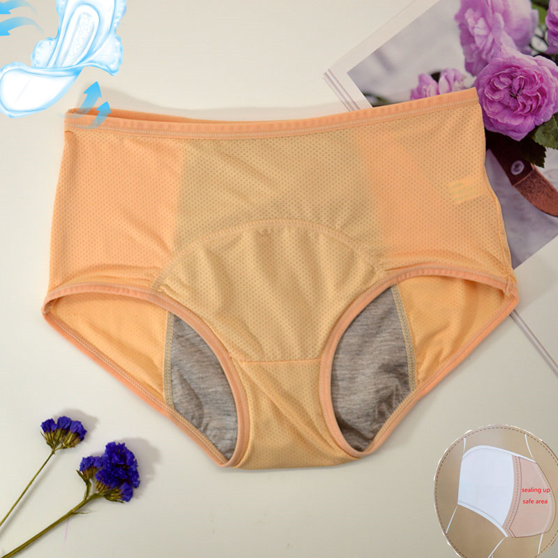 Moteriškos kelnaitės Apatiniai Neperšlampami Kvėpuojantys kelnaitės Menstruacinės Didingo dydžio Neperšlampamos aukšto juosmens tinklelio šortai Pakuotė Su seksualiu apatiniu trikotažu