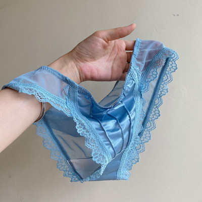 Chiloți din satin de epocă, culoare solidă, lenjerie de corp respirabilă, femei, franceză, sexy, din dantela, cu fundă, lenjerie de femeie, cu talie mijlocie, slip subțire din plasă nou