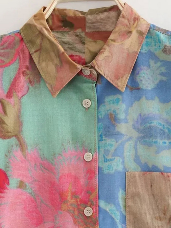 Naiste vintage trükitud lipsuvärvi pükste ülikond naiste üherealine pluus sirge, pikad avarad püksid Daami suvised Boho pükste komplektid