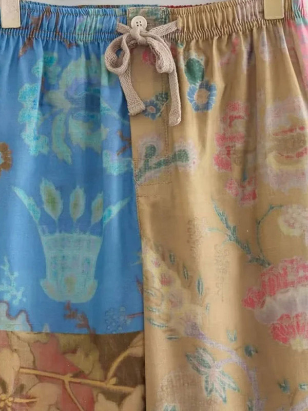 Naiste vintage trükitud lipsuvärvi pükste ülikond naiste üherealine pluus sirge, pikad avarad püksid Daami suvised Boho pükste komplektid