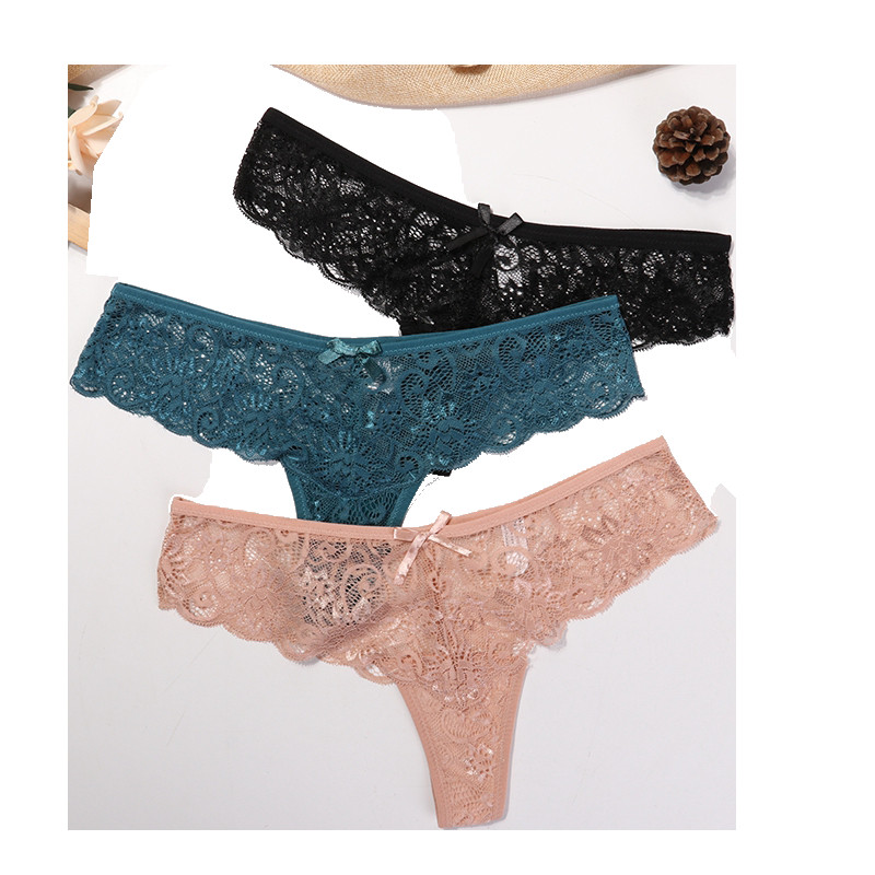 Módne sexy nohavičky Pohodlné slipy Vynikajúce šortky bez rozkroku Pevná spodná bielizeň Čipkovaná mašľa Tangá Duté dámske spodné prádlo