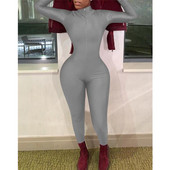 Dámske overaly s veľkými zipsami, úzky overal s vysokou elasticitou, sexy overal s dlhým rukávom a dlhým rukávom.