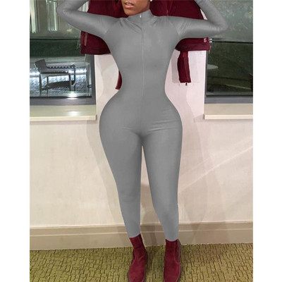 Dámske overaly s veľkými zipsami, úzky overal s vysokou elasticitou, sexy overal s dlhým rukávom a dlhým rukávom.