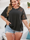 Finjani Ljetna majica s Geo izrezima, ženska majica kratkih rukava, jednobojna šifonska majica, ženska odjeća, majice s O-izrezom