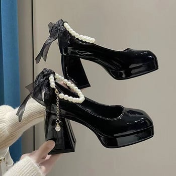 Κομψά ψηλοτάκουνα γυναικεία παπούτσια 2023 Σέξι λουράκια στον αστράγαλο Μαύρα άσπρα Γυναικεία παπούτσια για πάρτι με τακούνια πλατφόρμα Γυναικεία φόρεμα