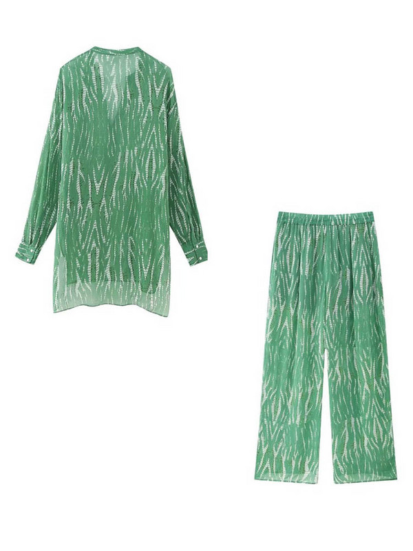 Kumsvag 2023 Moterų vasara 2 dalių rinkiniai Spausdinti Laisvos palaidinės Viršinės ir kelnės Moteriški Elegantiški Street Two Suits Drabužiai