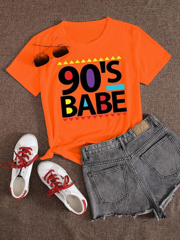 LW Plus Size 90 s Babe Print T-shirt Ρούχα Γυναικεία Καλοκαιρινή Τ Ρούχα Μόδα Casual T-shirts Γυναικεία μπλουζάκια με κοντομάνικα