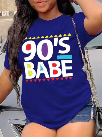 LW Plus Size 90 s Babe Print T-shirt Ρούχα Γυναικεία Καλοκαιρινή Τ Ρούχα Μόδα Casual T-shirts Γυναικεία μπλουζάκια με κοντομάνικα