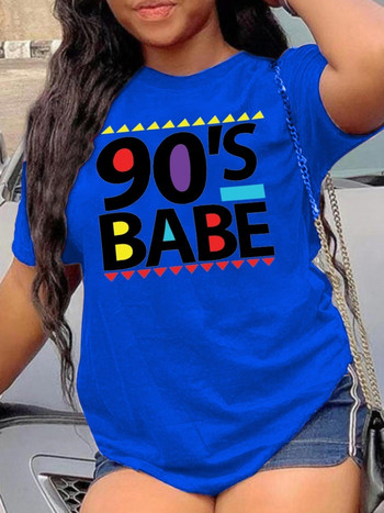 LW Plus Size 90 s Babe Print T-shirt Ρούχα Γυναικεία Καλοκαιρινή Τ Ρούχα Μόδα Casual T-shirts Γυναικεία μπλουζάκια με κοντομάνικα