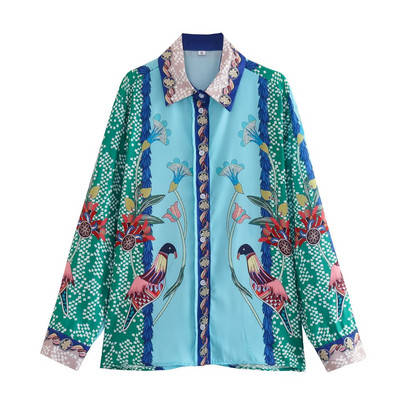 Pokiha Nova modna ženska bluza s vintage patchwork printom Ženska šik kimono košulja Blusas Topovi Ležerni kompleti hlača iz dva dijela