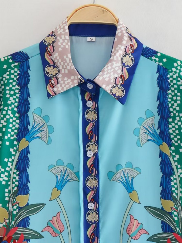 Pokiha Nova modna ženska bluza s vintage patchwork printom Ženska šik kimono košulja Blusas Topovi Ležerni kompleti hlača iz dva dijela