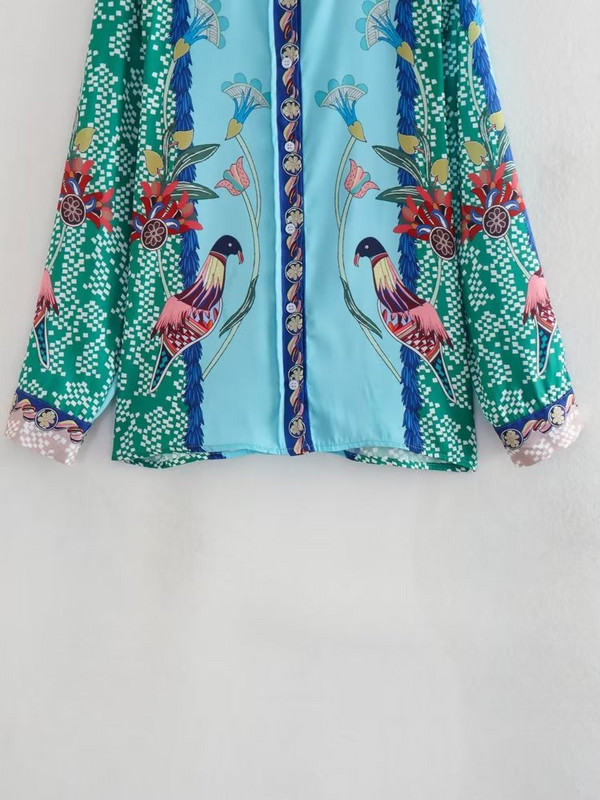 Pokiha Nova modna ženska bluza s vintage patchwork printom Ženska šik kimono košulja Blusas Topovi Ležerni kompleti hlača iz dva dijela